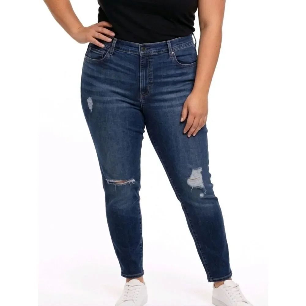 Levi's 721 High Rise Dark Wash Distressed Skinny Jeans Size 20W